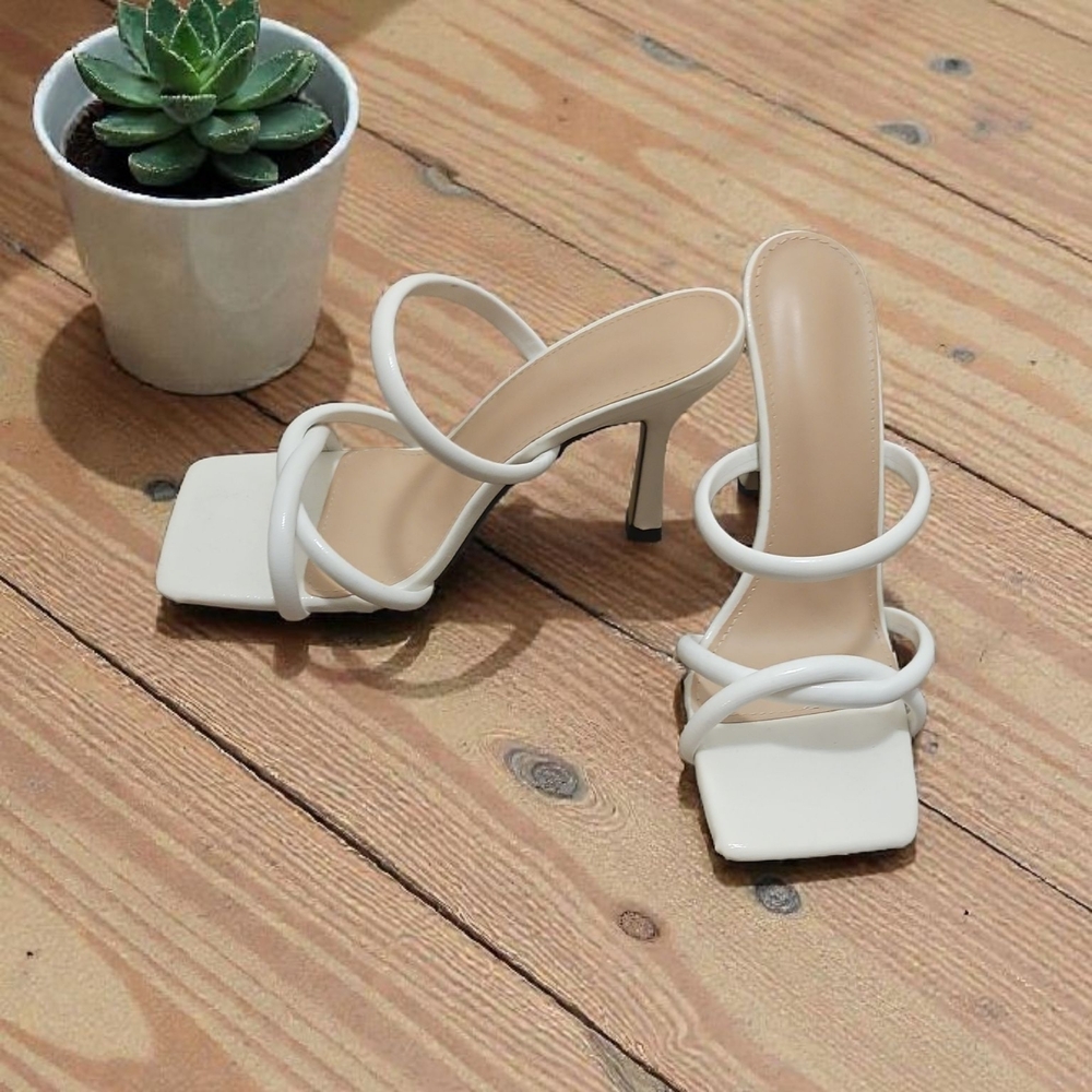 Elegant White Strappy Heels